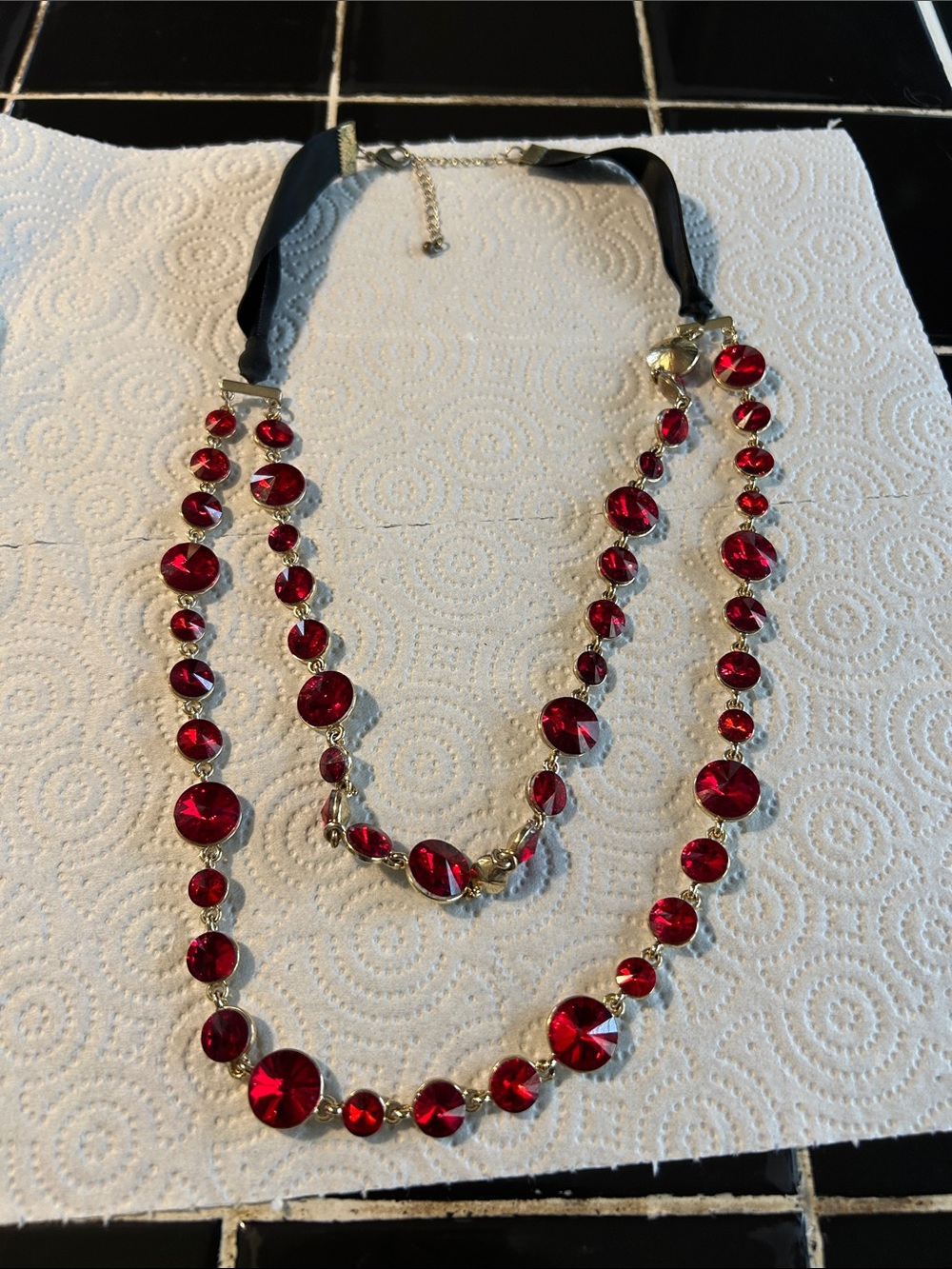 Elegant Red Crystal Double-Strand Necklace